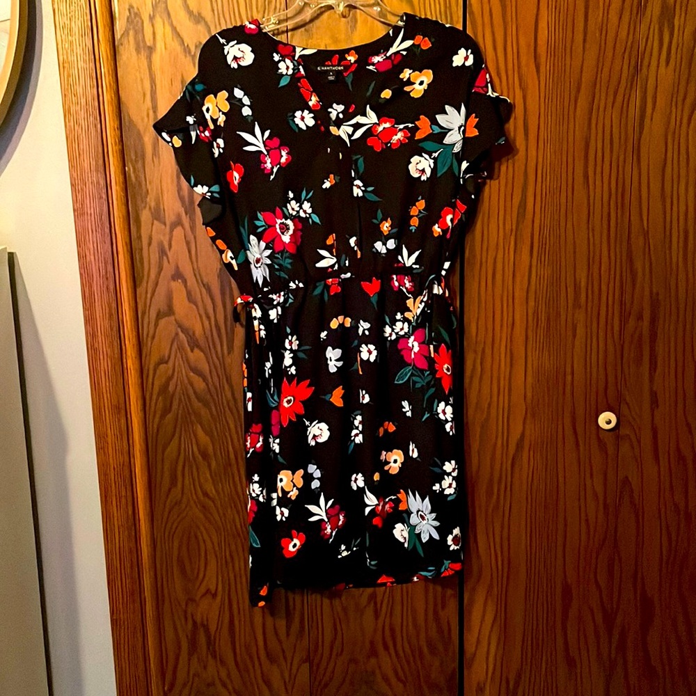 Black floral mini dress